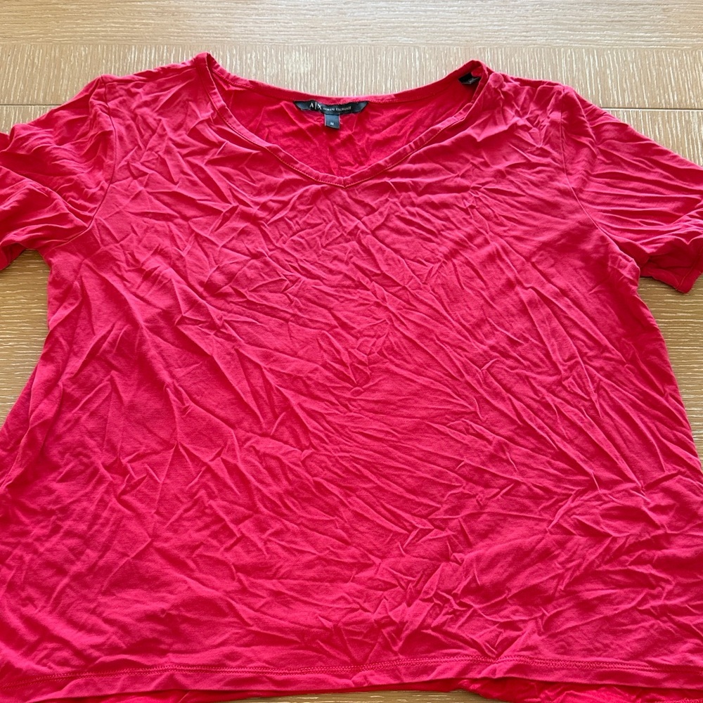 Armani Exchange Women's Red V-Neck Top